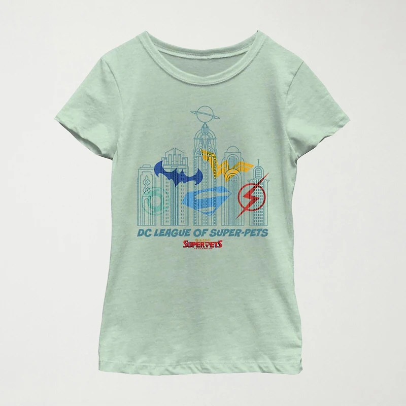 Super-Pets Little & Big Kid Girls Crew Neck Short Sleeve Regular Fit DC Comics Graphic T-Shirt