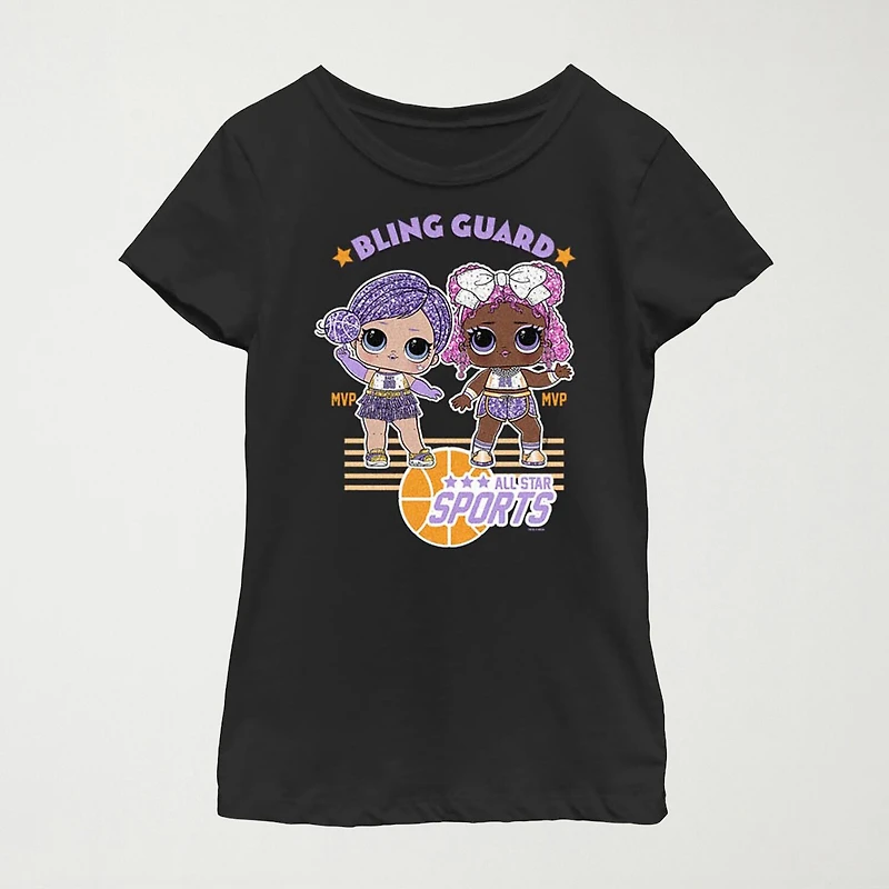 Little & Big Kid Girls Crew Neck Short Sleeve Regular Fit LOL Graphic T-Shirt