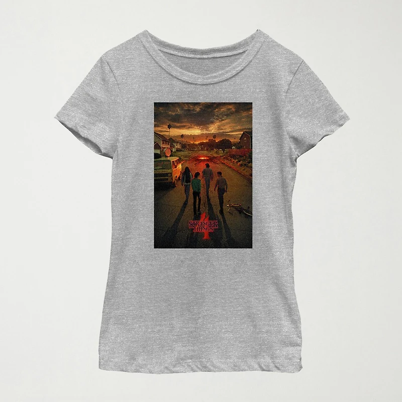 Little & Big Kid Girls Crew Neck Short Sleeve Regular Fit Stranger Things Graphic T-Shirt