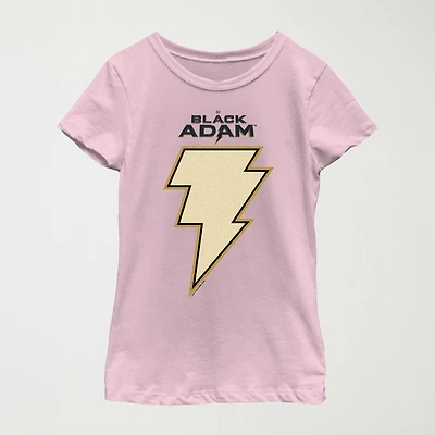 Black Adam Little & Big Kid Girls Crew Neck Short Sleeve Regular Fit DC Comics Graphic T-Shirt