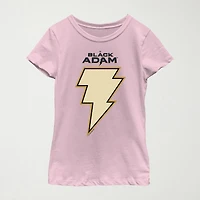 Black Adam Little & Big Kid Girls Crew Neck Short Sleeve Regular Fit DC Comics Graphic T-Shirt