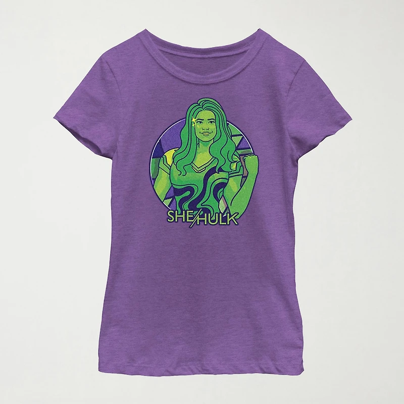 She Hulk Little & Big Kid Girls Crew Neck Short Sleeve Regular Fit Marvel Graphic T-Shirt