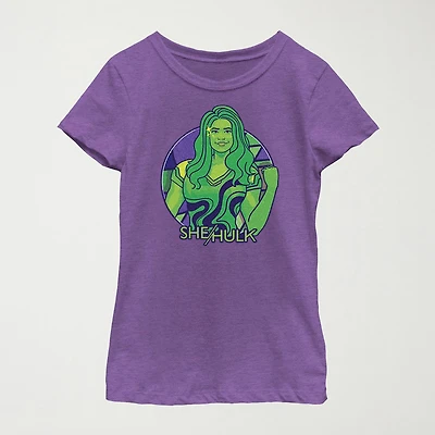 She Hulk Little & Big Kid Girls Crew Neck Short Sleeve Regular Fit Marvel Graphic T-Shirt