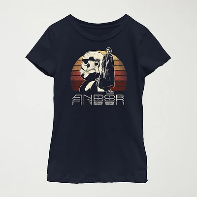 Andor Little & Big Kid Girls Crew Neck Short Sleeve Regular Fit Star Wars Graphic T-Shirt