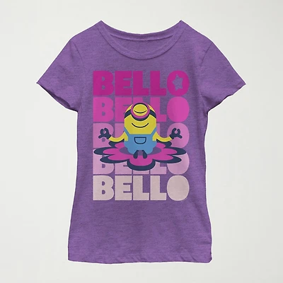 Little & Big Kid Girls Crew Neck Short Sleeve Regular Fit Minions Graphic T-Shirt