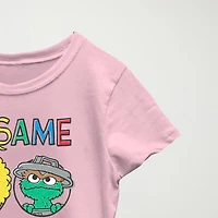 Little & Big Kid Girls Crew Neck Short Sleeve Regular Fit Sesame Street Graphic T-Shirt