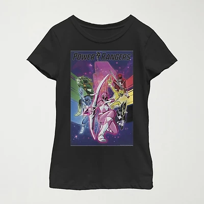 Little & Big Kid Girls Crew Neck Short Sleeve Regular Fit Power Rangers Graphic T-Shirt