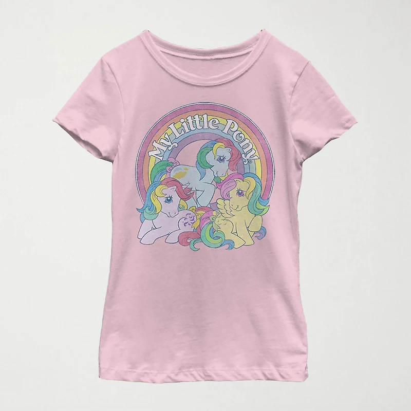 Little & Big Kid Girls Crew Neck Short Sleeve Regular Fit My Pony Graphic T-Shirt