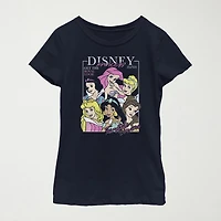 Disney Little & Big Kid Girls Crew Neck Short Sleeve Regular Fit Princess Graphic T-Shirt