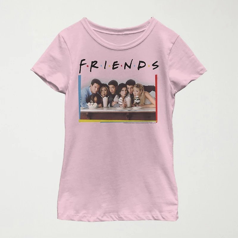 Little & Big Kid Girls Crew Neck Short Sleeve Regular Fit Friends Graphic T-Shirt