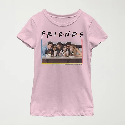 Little & Big Kid Girls Crew Neck Short Sleeve Regular Fit Friends Graphic T-Shirt