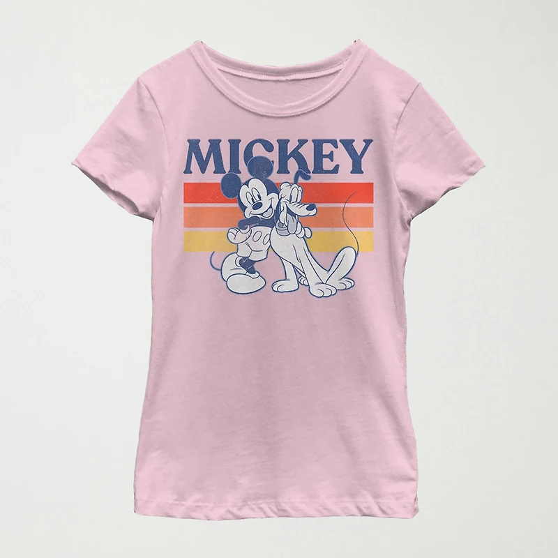 Disney Little & Big Kid Girls Crew Neck Short Sleeve Regular Fit Mickey Mouse Graphic T-Shirt