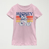 Disney Little & Big Kid Girls Crew Neck Short Sleeve Regular Fit Mickey Mouse Graphic T-Shirt