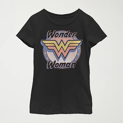 Little & Big Kid Girls Crew Neck Short Sleeve Regular Fit DC Comics Wonder Woman Graphic T-Shirt