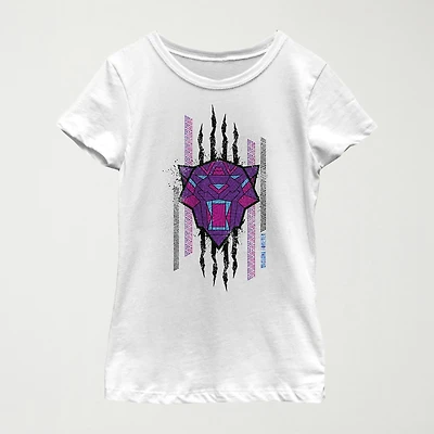 Little & Big Kid Girls Crew Neck Short Sleeve Classic Fit Black Panther Graphic T-Shirt