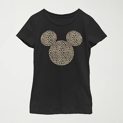 Disney Little & Big Kid Girls Crew Neck Short Sleeve Regular Fit Mickey Mouse Graphic T-Shirt