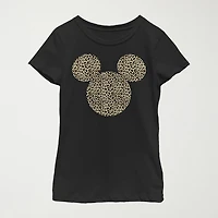 Disney Little & Big Kid Girls Crew Neck Short Sleeve Regular Fit Mickey Mouse Graphic T-Shirt