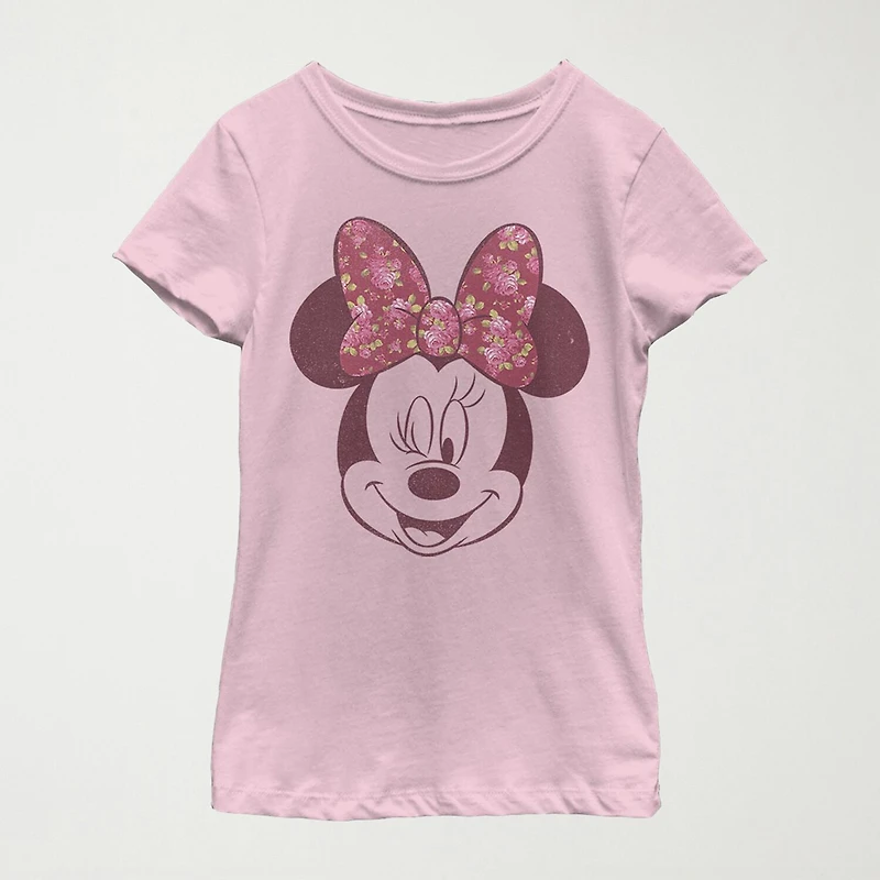 Disney Little & Big Kid Girls Crew Neck Short Sleeve Regular Fit Minnie Mouse Graphic T-Shirt
