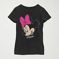 Disney Little & Big Kid Girls Crew Neck Short Sleeve Regular Fit Minnie Mouse Graphic T-Shirt