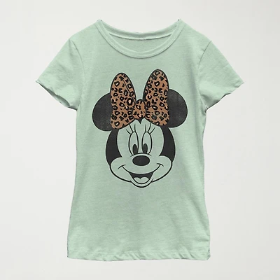 Disney Little & Big Kid Girls Crew Neck Short Sleeve Regular Fit Minnie Mouse Graphic T-Shirt