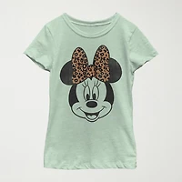 Disney Little & Big Kid Girls Crew Neck Short Sleeve Regular Fit Minnie Mouse Graphic T-Shirt