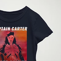 Captain Carter Little & Big Kid Girls Crew Neck Short Sleeve Slim Fit Marvel Graphic T-Shirt