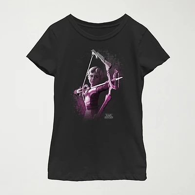 Omega Bow Little & Big Kid Girls Crew Neck Short Sleeve Slim Fit Star Wars Graphic T-Shirt