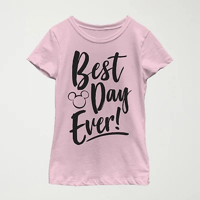 Little & Big Kid Girls Crew Neck Short Sleeve Slim Fit Mickey and Friends Mouse Minnie Graphic T-Shirt