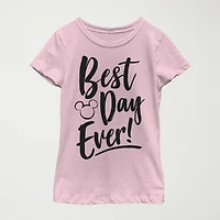 Little & Big Kid Girls Crew Neck Short Sleeve Slim Fit Mickey and Friends Mouse Minnie Graphic T-Shirt