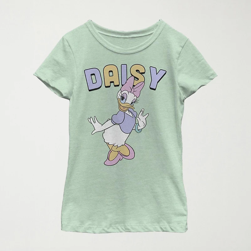Daisy Little & Big Kid Girls Crew Neck Short Sleeve Slim Fit Mickey and Friends Mouse Minnie Graphic T-Shirt