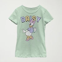 Daisy Little & Big Kid Girls Crew Neck Short Sleeve Slim Fit Mickey and Friends Mouse Minnie Graphic T-Shirt
