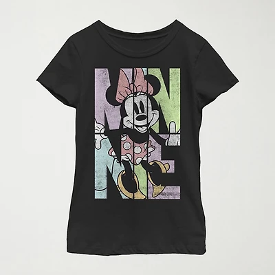 Little & Big Kid Girls Crew Neck Short Sleeve Slim Fit Mickey and Friends Mouse Graphic T-Shirt