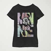 Little & Big Kid Girls Crew Neck Short Sleeve Slim Fit Mickey and Friends Mouse Graphic T-Shirt