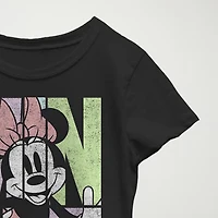 Little & Big Kid Girls Crew Neck Short Sleeve Slim Fit Mickey and Friends Mouse Graphic T-Shirt