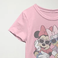 Little & Big Kid Girls Crew Neck Short Sleeve Slim Fit Minnie Mouse Graphic T-Shirt