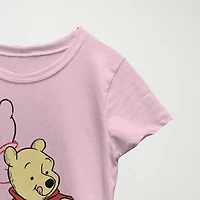 Little & Big Kid Girls Crew Neck Short Sleeve Slim Fit Winnie The Pooh Graphic T-Shirt