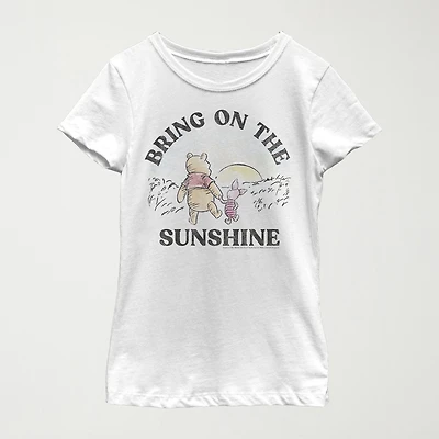 Little & Big Kid Girls Crew Neck Short Sleeve Slim Fit Winnie The Pooh Graphic T-Shirt