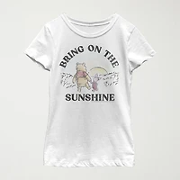 Little & Big Kid Girls Crew Neck Short Sleeve Slim Fit Winnie The Pooh Graphic T-Shirt
