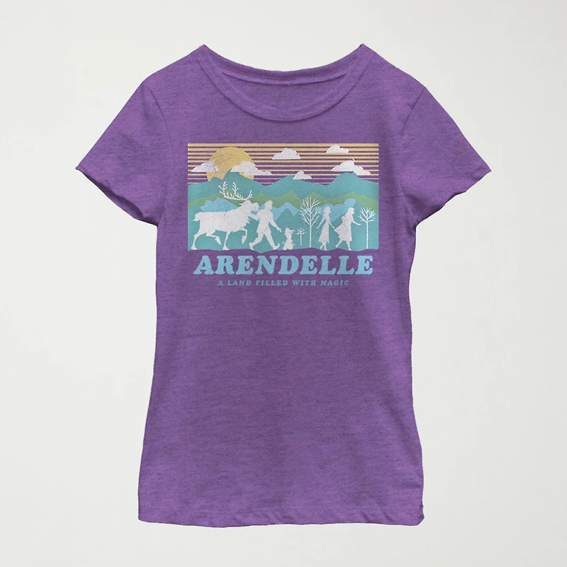 Arendelle Little & Big Kid Girls Crew Neck Short Sleeve Slim Fit Frozen Graphic T-Shirt