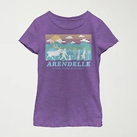 Arendelle Little & Big Kid Girls Crew Neck Short Sleeve Slim Fit Frozen Graphic T-Shirt