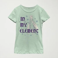 Disney Little & Big Kid Girls Crew Neck Short Sleeve Slim Fit Princess Frozen Graphic T-Shirt