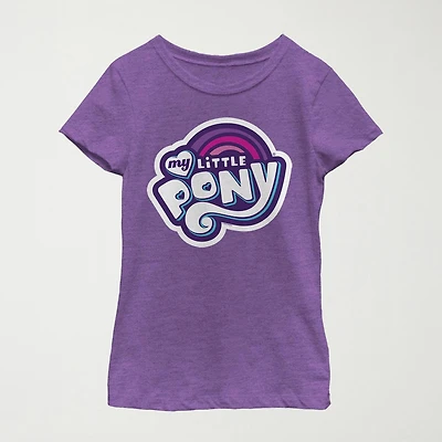 Little & Big Kid Girls Crew Neck Short Sleeve Slim Fit My Pony Graphic T-Shirt