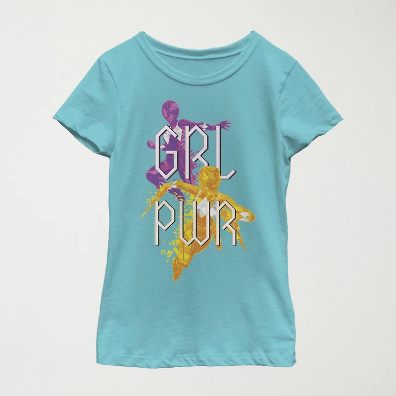 Little & Big Kid Girls Crew Neck Short Sleeve Slim Fit Power Rangers Graphic T-Shirt