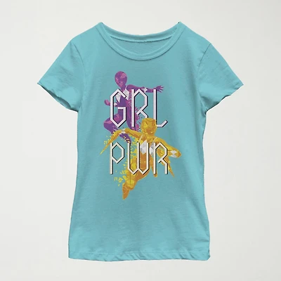 Little & Big Kid Girls Crew Neck Short Sleeve Slim Fit Power Rangers Graphic T-Shirt