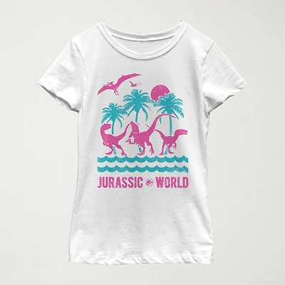 Little & Big Kid Girls Crew Neck Short Sleeve Slim Fit Jurassic World Graphic T-Shirt