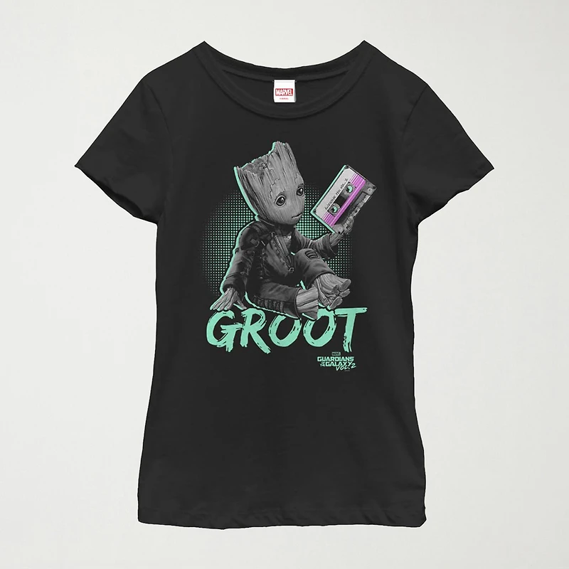 Groot Little & Big Kid Girls Crew Neck Short Sleeve Slim Fit Marvel Graphic T-Shirt