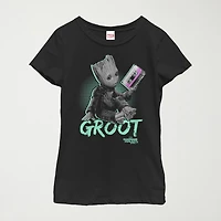 Groot Little & Big Kid Girls Crew Neck Short Sleeve Slim Fit Marvel Graphic T-Shirt