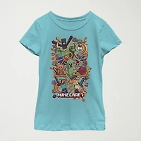 Little & Big Kid Girls Crew Neck Short Sleeve Regular Fit Minecraft Graphic T-Shirt