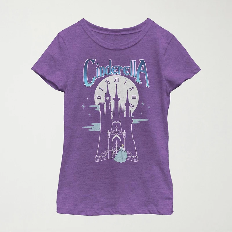 Little & Big Kid Girls Crew Neck Short Sleeve Slim Fit Cinderella Princess Graphic T-Shirt