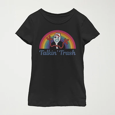 Talkin Trash Little & Big Kid Girls Crew Neck Short Sleeve Slim Fit Toy Story Graphic T-Shirt
